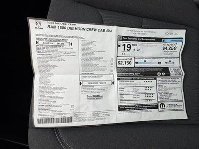 2022 RAM 1500 "Big Horn 4x4 Crew Cab 5'7"" Box"