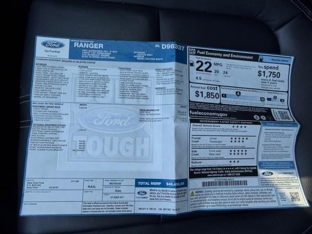 2021 Ford Ranger LARIAT 4WD SuperCrew 5' Box