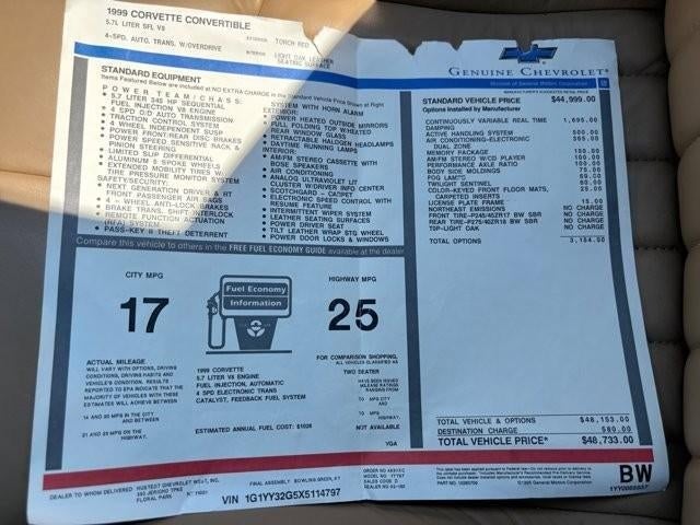 1999 Chevrolet Corvette 2dr Convertible