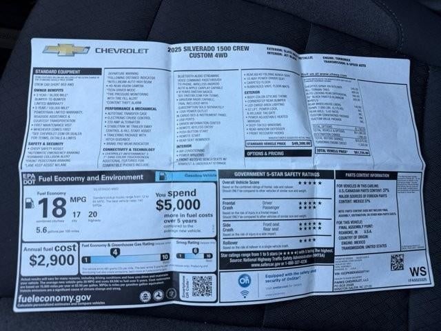 2025 Chevrolet Silverado 1500 Crew Cab Short Box 4-Wheel Drive Custom