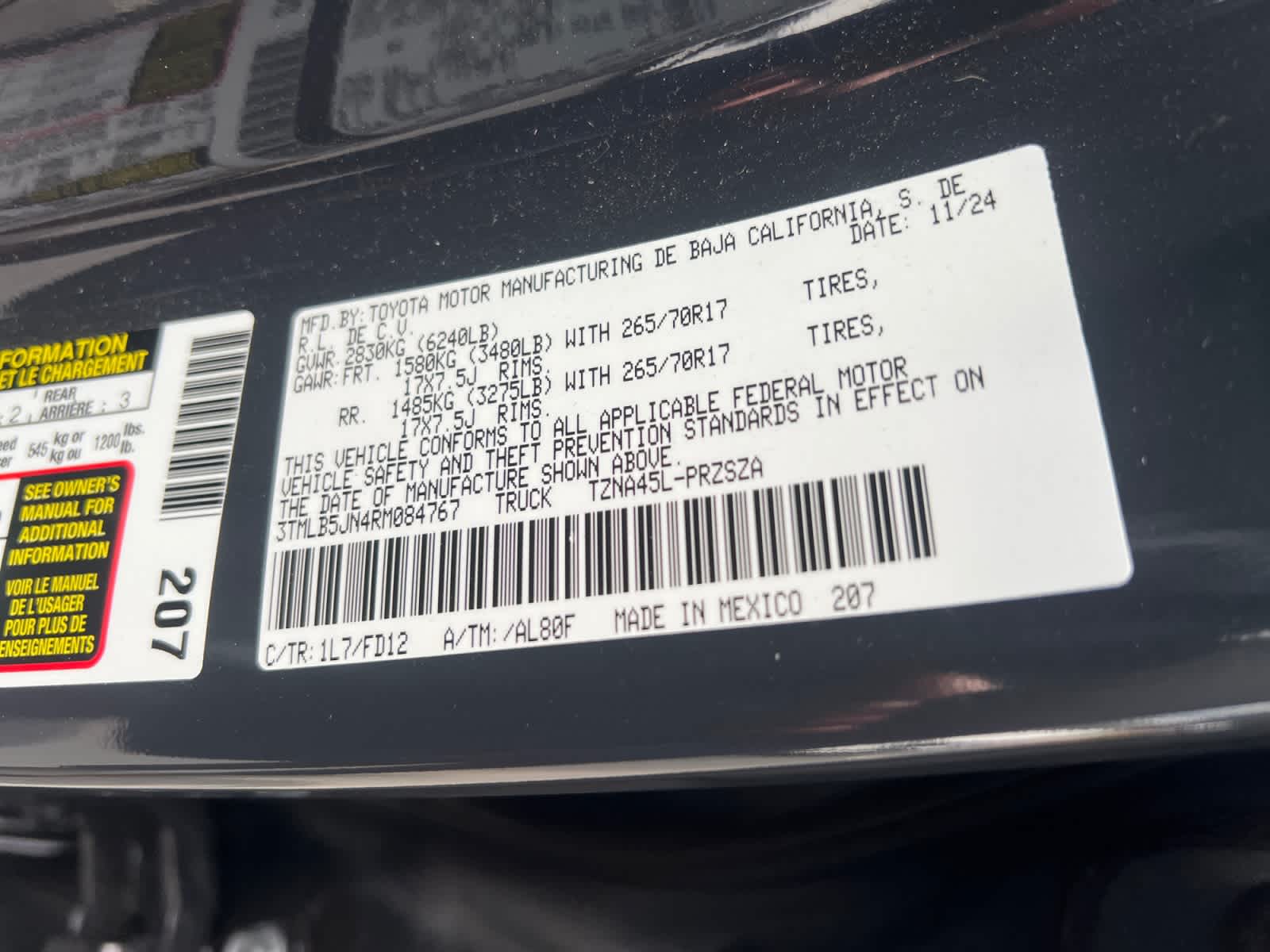 2024 Toyota Tacoma 4WD 4WD TRD Off Road Double Cab 5' Bed AT (Natl)