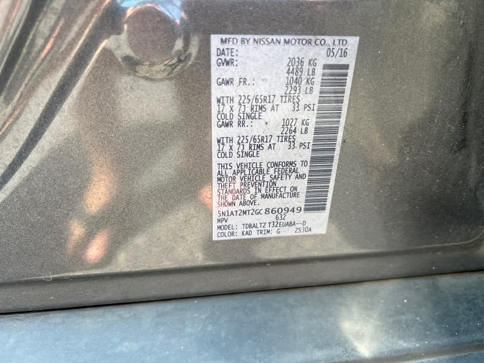 2016 Nissan Rogue FWD 4dr SV