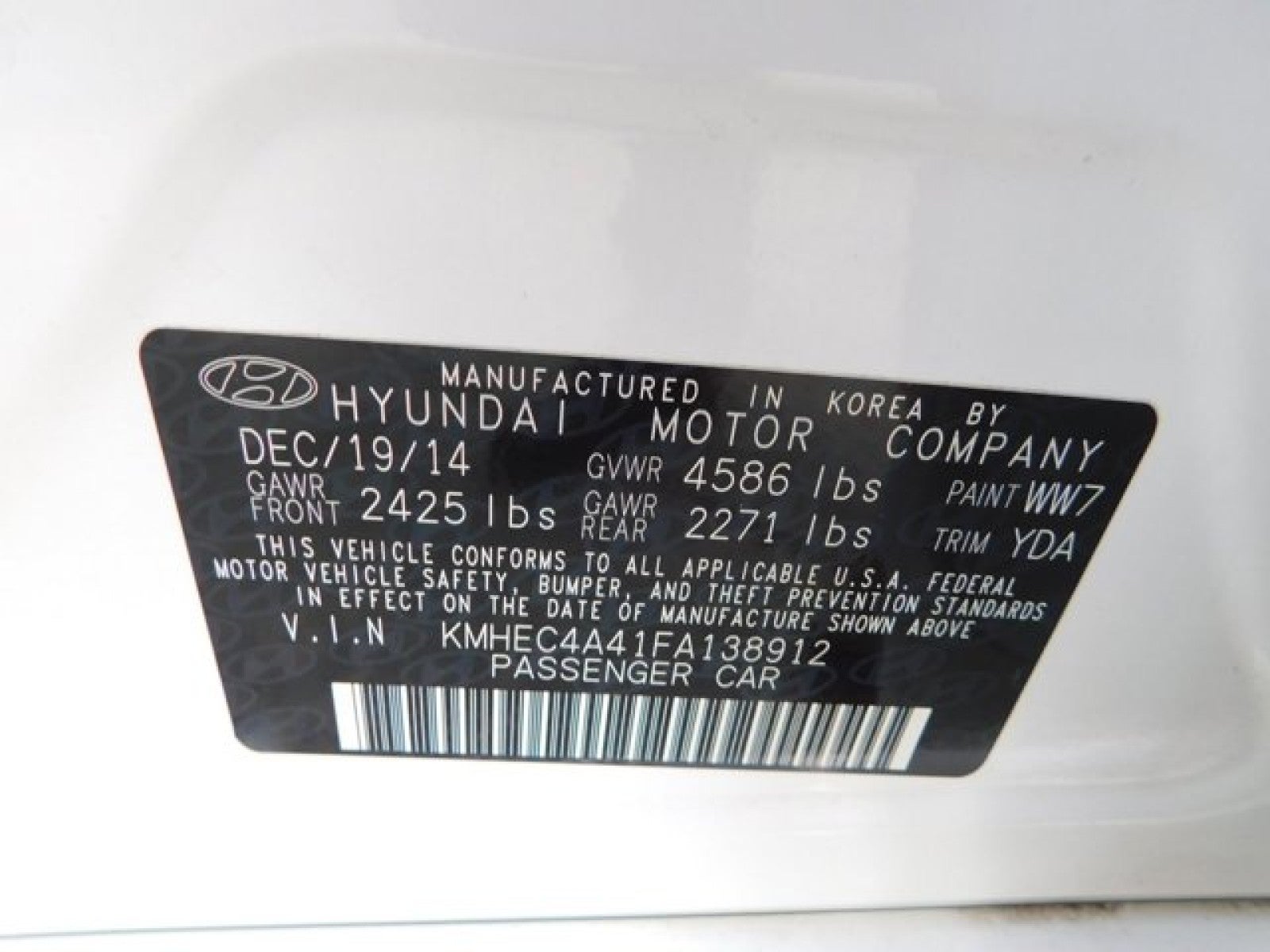 2015 Hyundai Sonata Hybrid 4dr Sdn