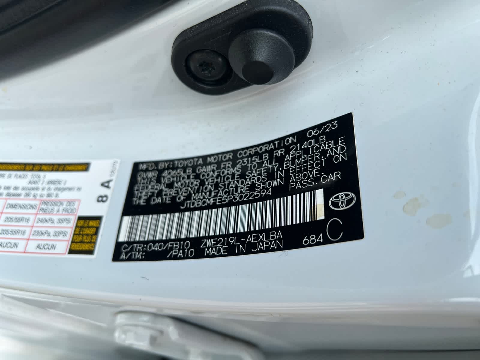 2023 Toyota Corolla Hybrid LE
